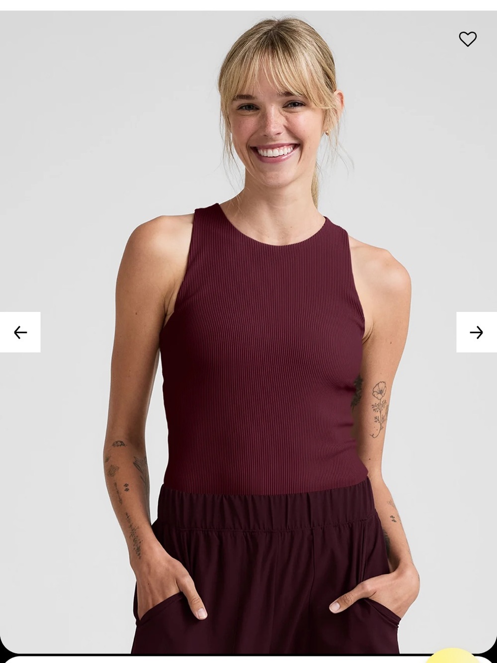 Beyond Yoga Ribbed Support Tank Top - Wine